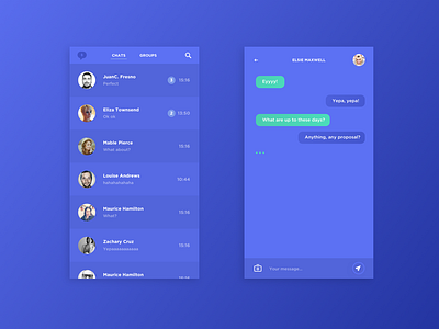 Daily UI Challenge #013 - Direct Messaging app blue chat color communication dailyui directmessage message mobile send simple ui