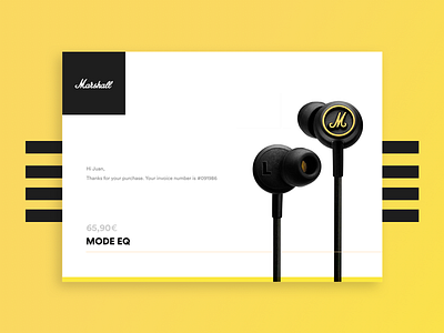 Daily UI Challenge #017 - Mail Receipt 17 daily ui email headphones interface mailing marshall receipt yellow