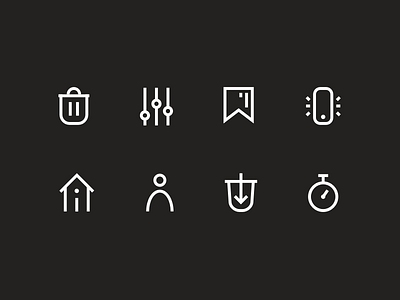 Icons Puzzle Game chrono clean home icons interface label line icon mouse settings simple trash ui user ux