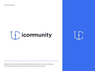 Icommunity logo bitcoin blockchain blue brand clean community ico icos logo tokens