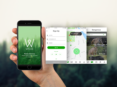 WYLDS - Wildlife tracking and education app adobe app branding design mobile ui ui design uidesign user experience ux