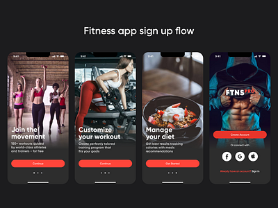 Fitness app sign up flow