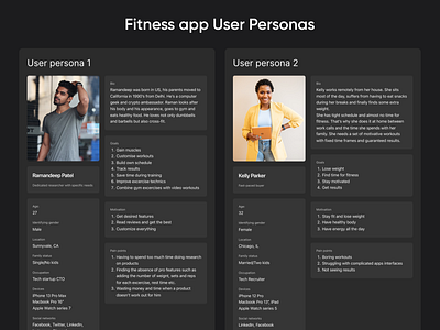 User Personas for Fitness app app design figma fitness mobile app mobile ui user personas ux design