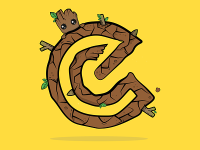 2 Weeks of E - Grut adobe art colour doodle dribbble grut guardians of the galaxy illustration illustrator letters type wood yellow