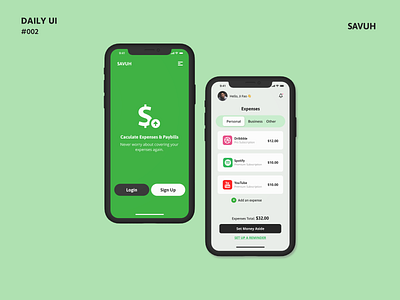 Daily UI Challenge #004: SAVUH Expense Calculator