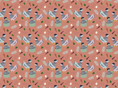 Three French Hens art design graphic design pattern pattern design