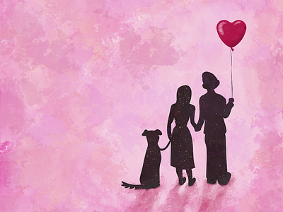 Happy Valentine’s Day, Honey balloon brush heart illustrator oil paint photoshop valentine valentines day