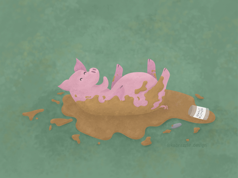 Pig and Peanut Butter Day! digital paint peanut butter animal pig illustration photoshop illustrator childrens book