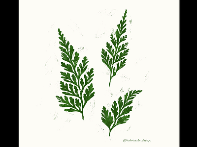 Fern Print fern leaves linocut linoprint nature plants stamp