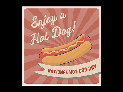 National Hot Dog Day food hot dog illustration national days retro texture typography vintage