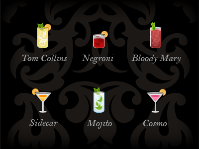 Order a cocktail. app cocktails design icon ios ipad menu ui