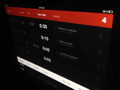 Wait List browse cell duration ios ipad listing restaurant table ui ux visit
