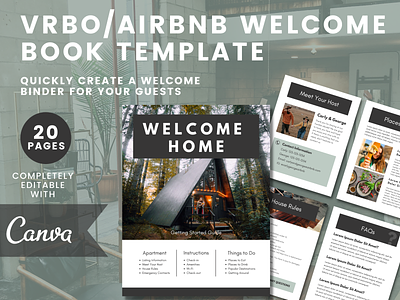 VRBO / AirBnB Welcome Book Template airbnb design graphic design guestbook guests minimal modern vrbo welcome book wifi