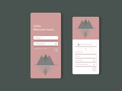 Daily UI 001 // Sign Up app art branding daily ui dailyui design flat ios minimal mountain logo mountains sign in sign up sign up form signup ui ux