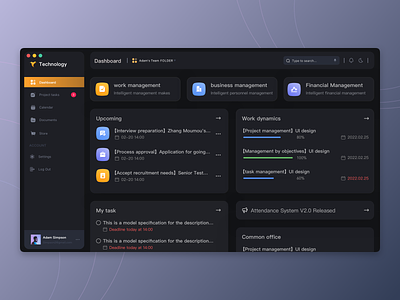 Project Management Dashboard UI Concept business design desktop ui ux