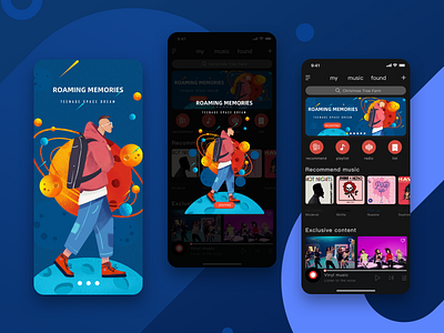 Music launch page app design illistration mobile music ui