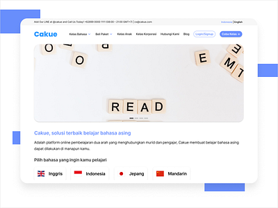 Language Homepage Design art blue design homepage design learn typography ui white