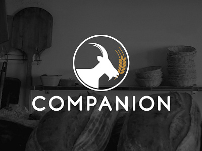 Companion bakery brand goat logo wheat