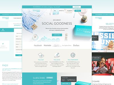 Causebox website causebox charity designbycosmic ecommerce sevenly social subscription teal website