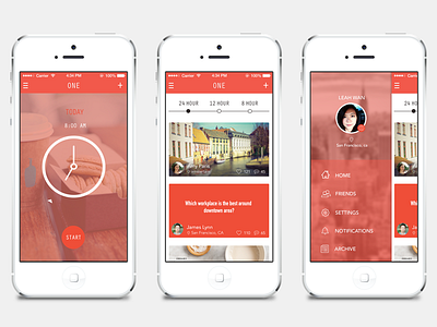 Mobile UI Concept clock ios7 mobile red timeline ui