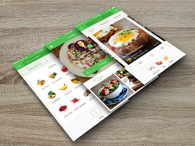 Mobile Interface Design on wood - Handpick food food interface ios mobile social ui