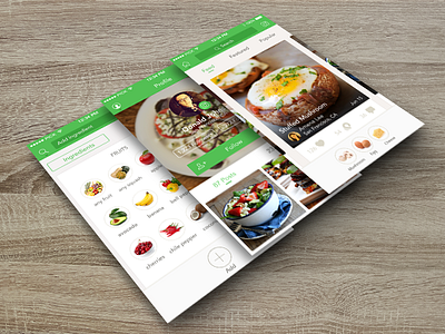 Mobile Interface Design on wood - Handpick food 