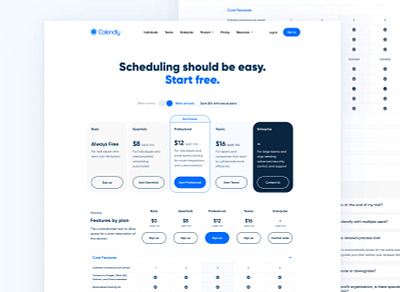 Calendly - Pricing Page Redesign (Variants) agency calendly clean figma pricing pricing page redesign simple test testing ui ux web design web design agency