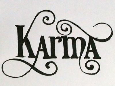 Calligraphy - Black pen black calligraphy karma pen drawing