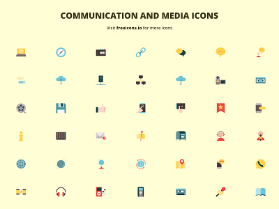 COMMUNICATION AND MEDIA ICONS app branding design flat free icons freeicons icon illustration ios logo png logo svg logo ui ux vector vector logo web website