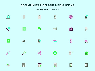 COMMUNICATION AND MEDIA ICONS animation app design flat free icons freeicons icon illustration logo ui ux vector vector logo web website