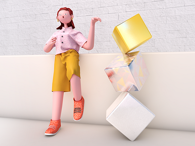 BOX 3d character 3d art box character3d cinema4d cube marvelous designer