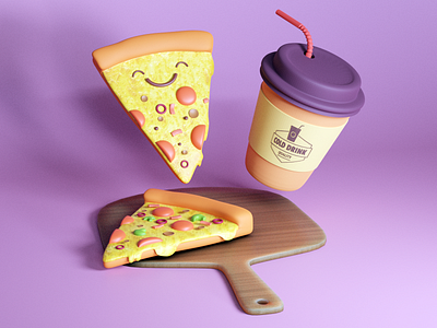 Happy Pizza 3d 3dart 3dmodeling 3dpizza blender3d pizza3d