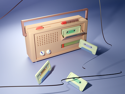 Tape recorder cassette 3d