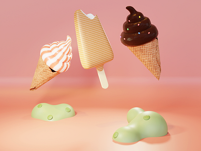 Scoops of Happiness 3dmodel blender blender3d icecream rendercycles