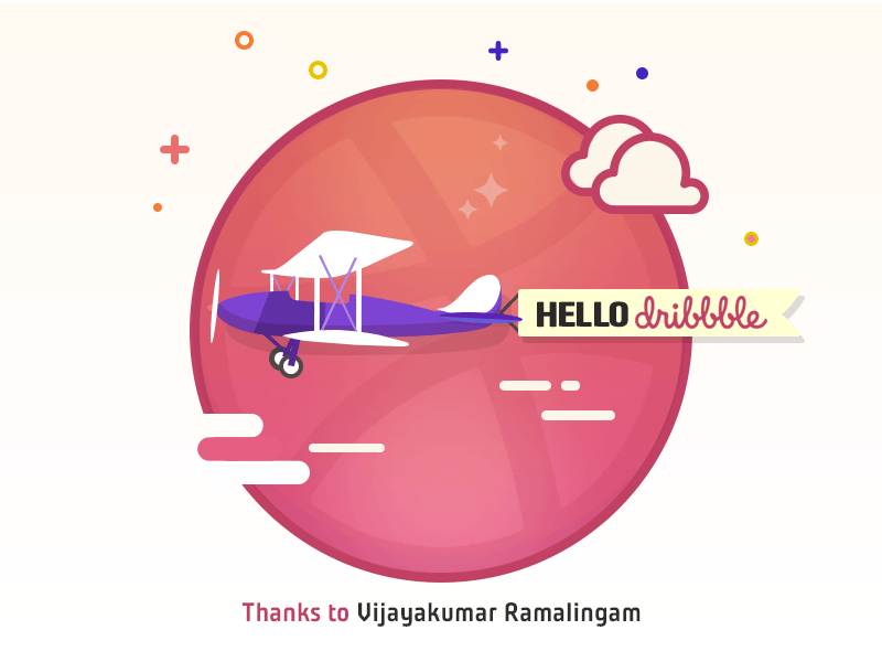 Hello Dribbble! cloud dribbble first shot fly gif hello dribbble moving plane