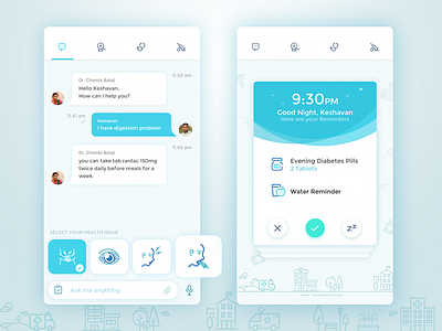 Medical App Interaction app chat doctor health hospital medical patient reminder tablet ui