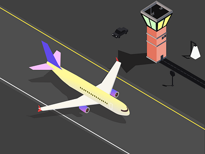 Plane isometric view - Made by sketch clean illustration isometric plane tower