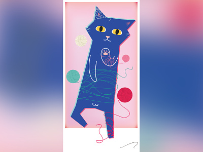 The entangled cat cat color illustrator line shape