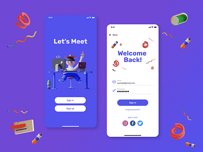 Mobile Sign Up/Sign In app dailyui day1 design illustration mobile mobile app mobile ui ui