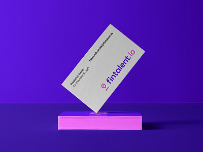 Business card design for hiring platform | Fintalent.io branding business design finance logo mark minimal modern pink symbol tech violet