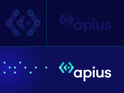 Logo design | Apius brand identity branding color construction cybersecurity design dots flat it logo logodesign logotype minimal modern logo tech technology typography