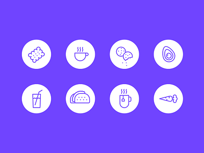 Icon set for the office space | Arc Consulting biscuit cafe cake food icon icon design icon set icons iconset illustration lunch pictograms symbols vector violet