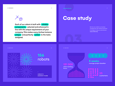Brochure design | Archee branding brochure color design dots graphic design illustration infographic information layout minimal mint print publication robot simple typography violet