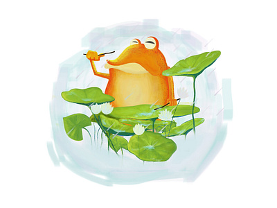 Drummer Froggy artwork character design design digital 2d drummer frog illustration leaves rain