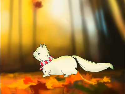 End of fall 2danimation animation cat character design digital 2d illustration sudbury walkcycle