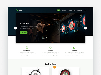 Scolia landing page darts hero hero section interface r3vision scolia scorekeeping ui uiux ux web webdesign website website design