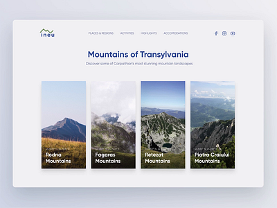 Ineu animated animation design desktop hero section interface landingpage mountains photography tiles transylvania ui ux web webdesign website