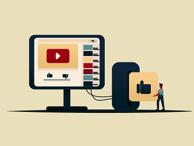 Monitor and likes illustration man monitor system unit vector wires youtube