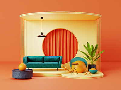 Abstract Art 07 - Cavendish Sofa 3d art abstract art art direction blender3d branding c4d cinema4d color creative design digital art illustration octane set design sofa ui ux vector visual design