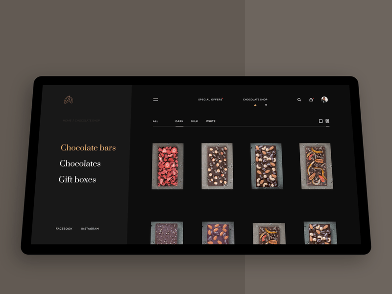 Amrit chocolate online shop animation chocolate cocoa dark ui ux design